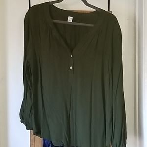 Long Sleeve Olive Green Blouse